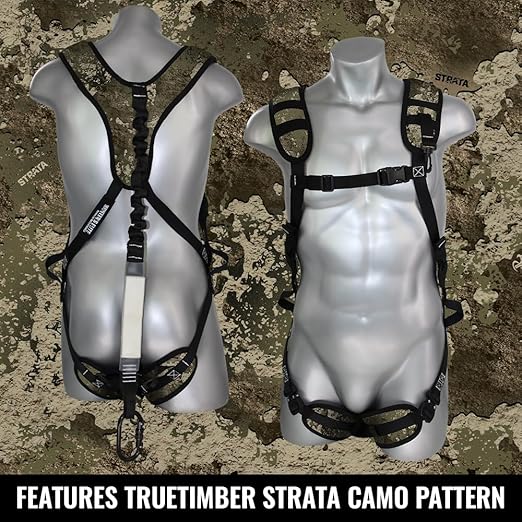 Malta Hunting Safety Ultralight Tree Stand Safety Harness Kit Set, TrueTimber Patterns, Multi-Sizes (Strata Camo, Large-XLarge)
