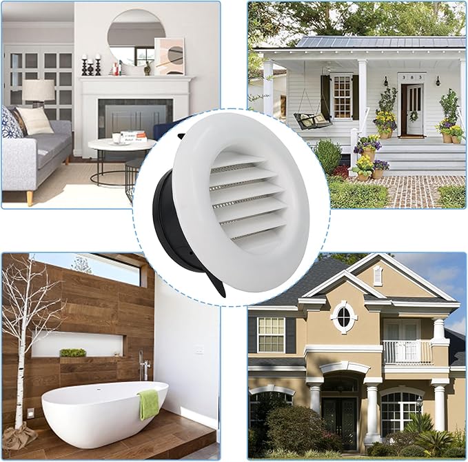 Wadoy 4 Inch Soffit Exhaust Vent Kit for Bathroom Exhaust Fan, Round Vent Cover Air Vents with Built-in a Fly Screen for Bathroom Office Home Eve Dryer Vents
