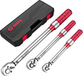 VANPO 3-Piece Click Torque Wrench Set 1/4", 3/8", 1/2" Drive – 20-240 in-lb, 5-45 ft-lb, 20-160 ft-lb, ±3% Accuracy, Dual Direction 72-Tooth Ratchet for Bike, Motorcycle, Car & Automotive Use