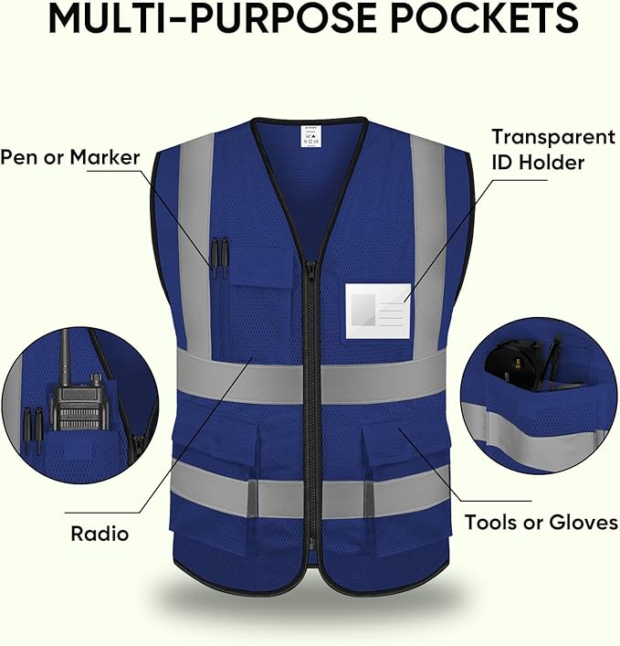 TICONN Reflective Safety Vest High Visibility Class II Mesh Vest for Women & Men Meets ANSI Standards