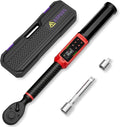 Digital Torque Wrench 3/8 Drive, Carbon Fiber Tube, 1.5-99.6Ft.lb/2-135Nm, ±1% Accuracy, Electric Torque Wrench Set with 3/8" to 1/2" Adapter, 125mm Extension Bar for Bike & Motorcycle