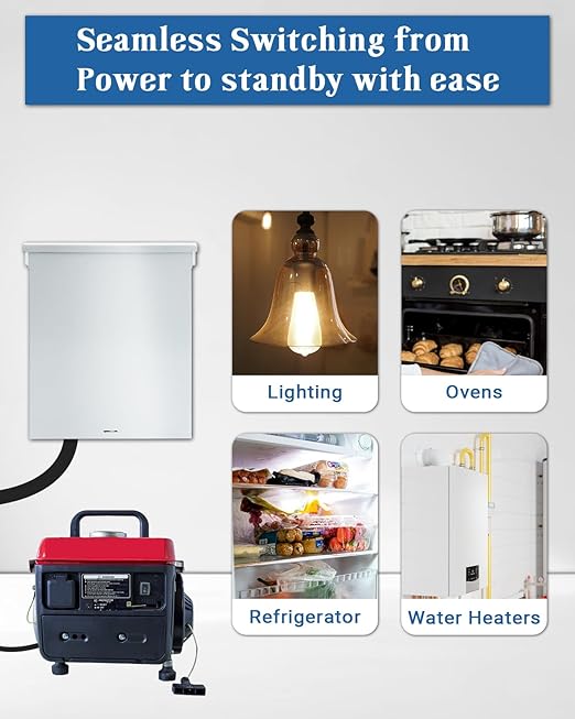 63A Generator Transfer Switch, 3P Heavy Duty Automatic Transfer Switch, 120/240V Dual Power Safety for Indoor or Outdoor Use