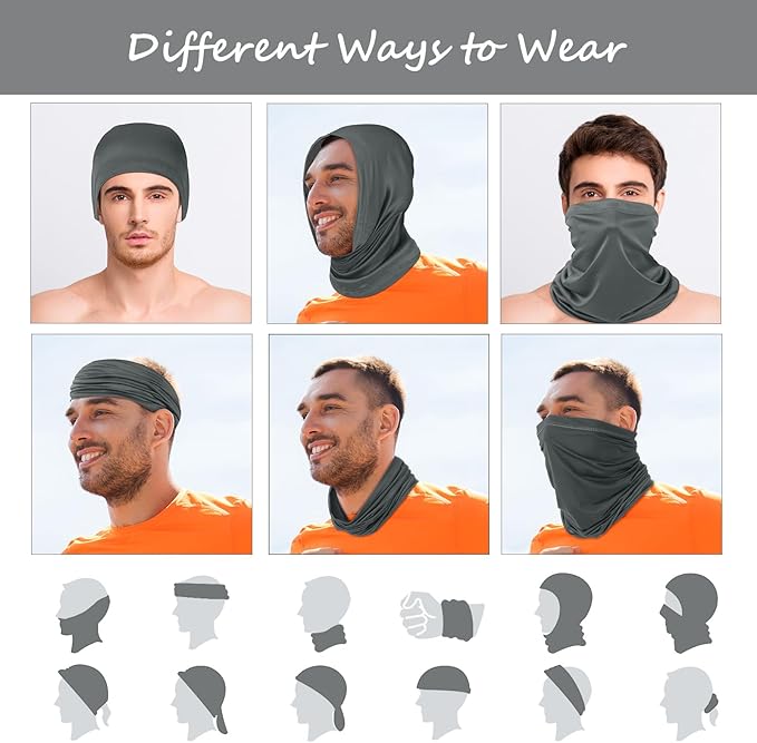 Geyoga 6 Pieces Summer UV Protection Cooling Neck Gaiter Face Clothing Neck Gaiter Mask Scarf Sunscreen Breathable Bandana