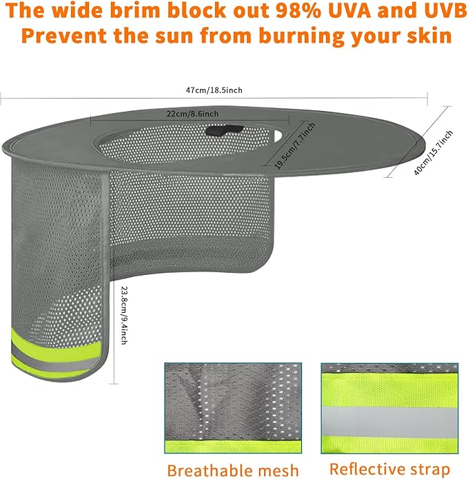 4 Pack Sun Shade Full Brim, Visor Mesh Neck Sun Shield with Reflective Strips Neck Sunshade Cover, Accessories (Gray)