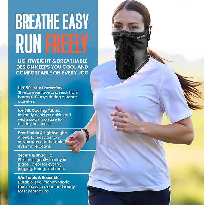 Ice Silk UV Neck Gaiter - UPF 50+ Cooling, Breathable & Stretchy Face Cover - Multi-Functional & Outdoor Sports