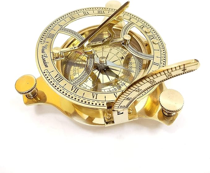 5" Brass Sundial Compass Solid Brass Sundial Compass Rustic Vintage Home Decor Gifts
