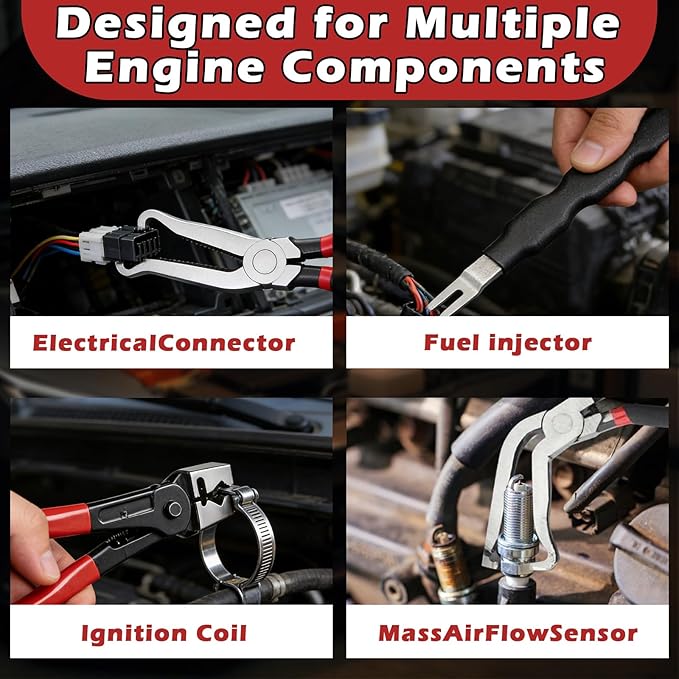 Electrical Disconnect Pliers Set – Automotive Electrical Tools & Connector Removal Tool Kit with Hose Clamp Pliers, Wire Terminal Separator, and Car Plug Connector