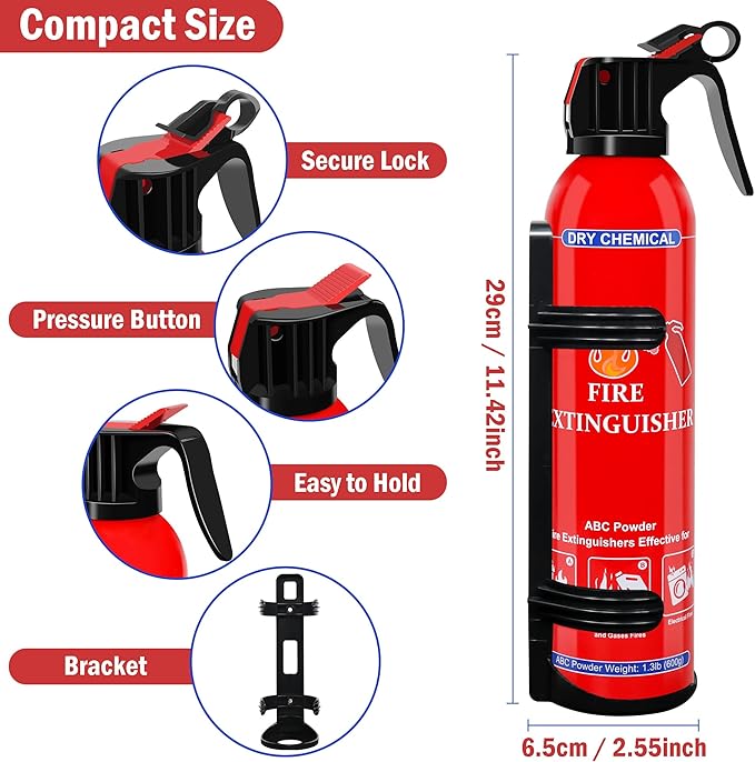 ABC Dry Chemical Fire Extinguisher with Wall Mount - Household Marine Fire Extinguisher for Kitchen Home, Car, Boat, Truck, Electrical, Grease Fires
