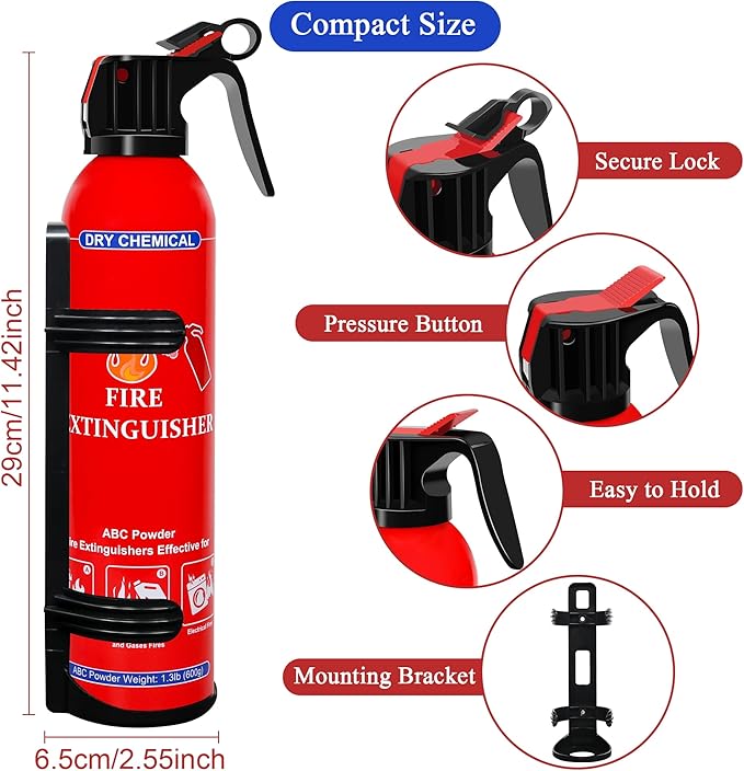4 Pack ABC Dry Chemical Fire Extinguishers, Portable Dry Powder Fast-Acting Fire Extinguisher with Mount, Suitable for Home, Car, Boat, Truck, Electrical, Grease Fires