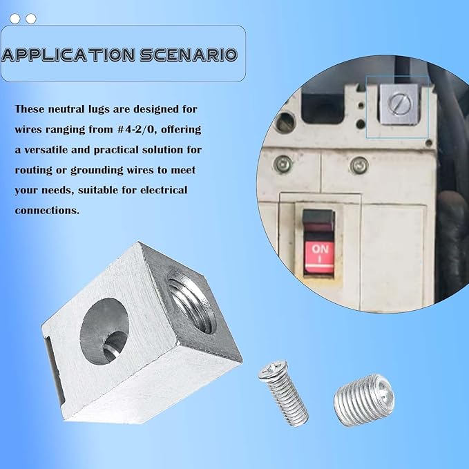 #4-2/0 Neutral Lug Kit Circuit Breaker Ground Lugs Fit for Electrical Connections Aluminum Grounding Lugs 4 Pieces