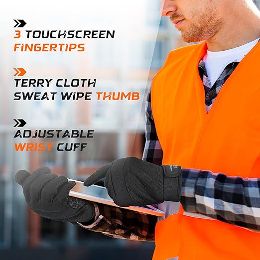 HANDLANDY Grip Work Gloves for Women Men, Safety Utility Yard Working Gloves, Flexible Touch Screen Mechanics Gloves (Black- Grip, X-Large (Pack of 1))