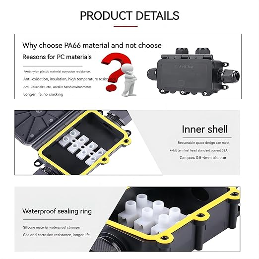 Waterproof Junction Box Outdoor，ip68 4 Way A Waterproof Junction Box, Small Waterproof Box,Electrical Junction Box Suitable for Indoor and Outdoor Lighting fixtures, Landscape Lighting