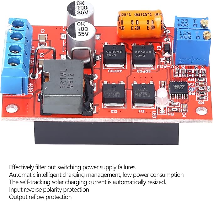 MPPT Solar Panel Regulator, 5A Solar Battery Charging Controller, DC 8-28V Input, Industrial Grade Temperature Range, with Terminal Connection
