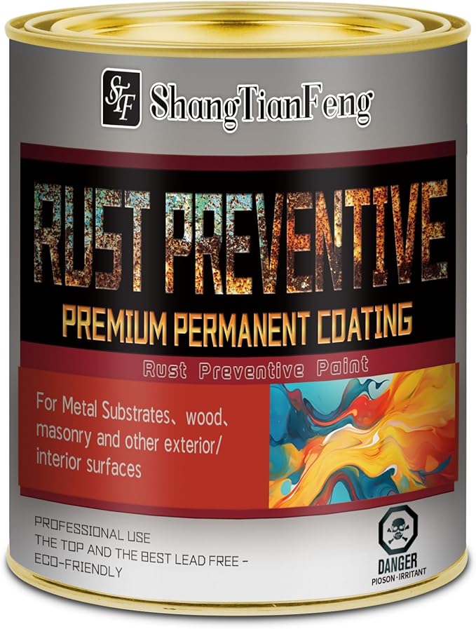 Black Rust Preventive Paint, Rust Inhibitor and Corrosion Permanently, Anti-rust, Non-porous Protective Barrier, UV Resistance and Heat Resistance, 32 Fl Oz