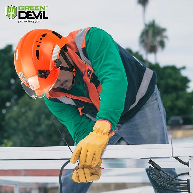 GREEN DEVIL Safety Hard Hat with Tinted & Clear Visor Vented Construction Helmet Cascos de Construccion ABS Work hardhats for Men