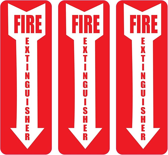 Fire Extinguisher Sign – 12x4" Emergency Location Sticker – Red & White Peel & Stick Vinyl Decal for Wall, Door, or Glass – OSHA-Compliant, Made in USA with Certified Ink