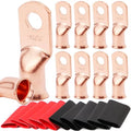 TKDMR 10pcs 1 AWG-5/16 Battery Lugs,Heavy Duty Wire Lugs,Ring Terminals,Battery Cable Ends,0 Guage terminals,Battery Terminal Connectors with 10pcs 3:1 Heat Shrink Tubing