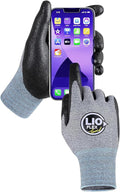 Safety Work Gloves with Touchscreen Fingers, 1 Pair Thin & Lightweight Working Gloves, Ideal for Warehouse Workers, Delivery Drivers, Nitrile Foam Coated Grip Gloves for Women and Men (Gray, S)