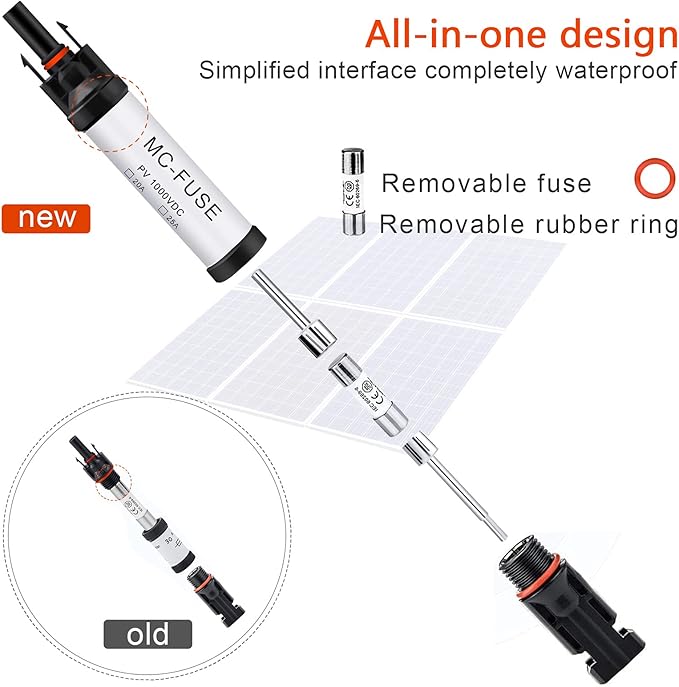 20A Solar Fuse Holder Connector IP68 Waterproof 1000V in-line Fuse Holder 20A Male and Female Connector Waterproof in-Line Fuse Holder (Contains 4 fuses + 2 Solar Fuse Holders)… (20A)