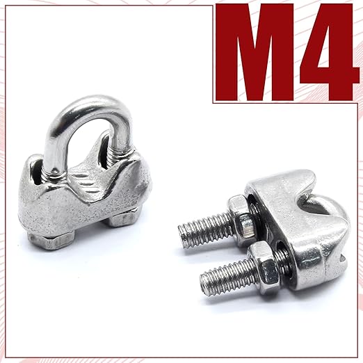 Luomorgo 20PCS M4 3/16" Wire Rope Cable Clip Clamp 304 Stainless Steel Saddle Clamp Cable