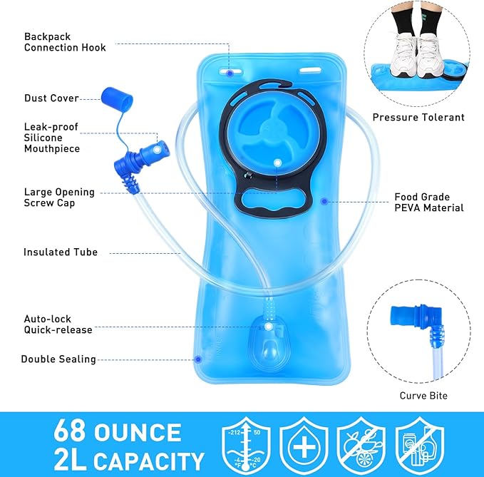 Rave Hydration Pack, Hydration Backpack with 2L Hydration Bladder, Festival Essential Water Backpack for Hiking, Running, Cycling, and Music Festivals