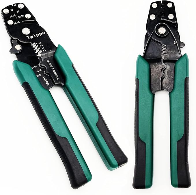 Crimping Tool, Wire Crimper Tool with Stripper Cutter, Crimping Pliers for Open Barrel Terminals and Heat Shrink Connectors, Crimping for 26-10 AWG, Stripping for 22-16 AWG