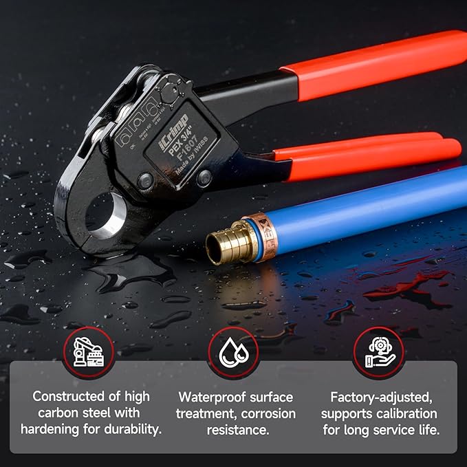 iCrimp Angle Head F1807 PEX Pipe Crimping Tool for Copper Rings - 3/4-inch Angle Single Crimper, Suitable for Tight Spaces