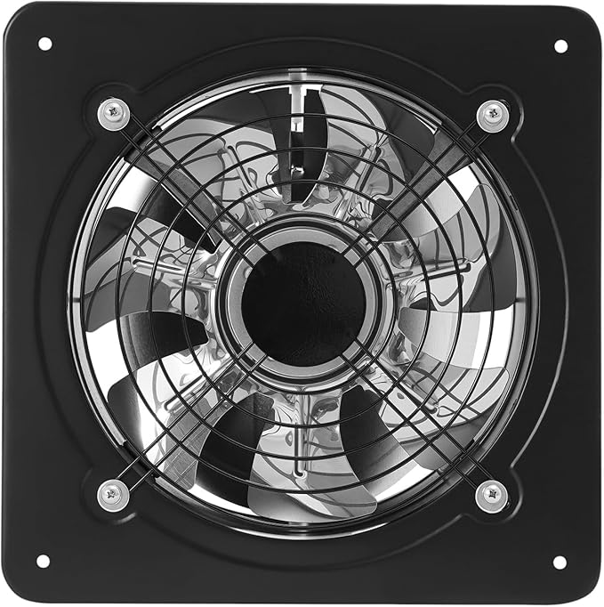 10 Inch Exhaust Fan, 110V 80W Industrial Axial Flow Fan Portable Ventilation Fan with Backdraft Damper, Wall Mount Utility Blower Ventilator Extractor for Garage Shops Kitchen, 2600RPM