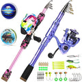Sougayilang Portable Telescopic Fishing Combo for Family - Adjustable Carbon Fiber Pole & Smooth Reel, Complete Saltwater/Freshwater Kit for Adults and Kids