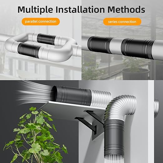 4 Inch Inline Duct Fan with Speed Controller, Upgraded Inline Fans High-Efficiency Exhaust Duct Fan, Low Noise HVAC Ventilation in Basement Bathroom Workshop Attic Grow Tent