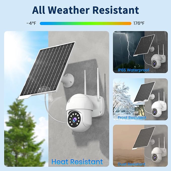 2 Pack 9W Solar Panels- IP65 Waterproof, High Efficiency Charger with 10FT USB-C Cable and Micro USB Adapter, Works in -4°F~176°F, for Outdoor Cameras, Smartphones and All DC 5V Devices