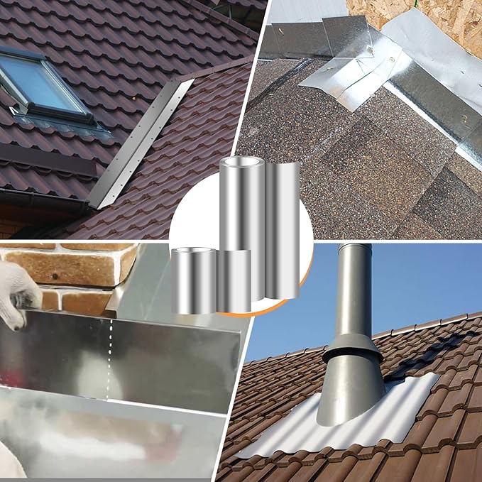 Aluminum Roll Flashing, 8'' x 100' Metal Roofing Roll for Roof and Garden, Prevents Roofing Stains, 0.019-inch/0.3 mm Thickness (26GA) Roof Strip for Moss and Mildew Prevention