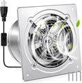 8 Inch Exhaust Fan 576 CFM Kitchen Exhaust Fan with Switch Small Bathroom Potable Plug in Garage with Damper for Shop, Smoking Room, Industrial Ventilation Use, Silver