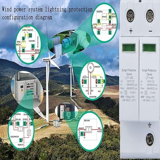 40KA Surge Protective Device, PC Flame Retardant Universal Surge Protection Device with 2P Installation Method for Circuit Breaker