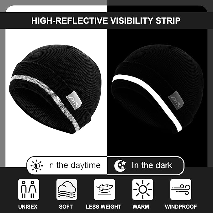 ProtectX High Visibility Safety Beanie, 360-Degree Reflective Comfortable Knit Beanie Headcover Hat, Warming Cap for Work