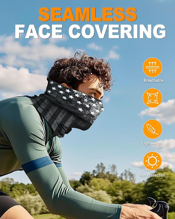 4Pack Neck Gaiter for Men Women Face Cover Mask Head Wrap Balaclava Headwear Bandana Headband Magic Scarf