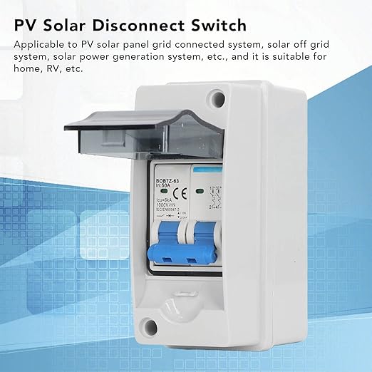 DC Disconnect Switch 1000V 50A Miniature Circuit Breaker with IP65 Waterproof Distribution Box for Solar PV System DC Disconnect Switch PV Disconnect Switch dc Circuit Breaker Outdoor Breaker Box