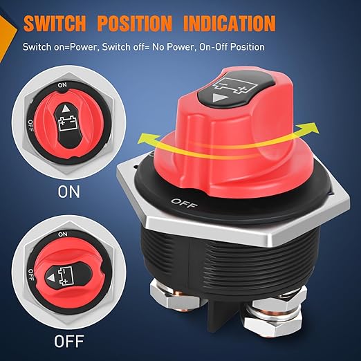 Nilight Battery Disconnect Switch 300A Master Disconnect Isolator 12V-48V On Off Power Cutoff Switch Waterproof Heavy Duty for Marine Boat Car RV ATV UTV Yacht, 2 Years Warranty