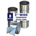 BlueTex Insulationㅤ HVAC Aluminum Foil Tape 3 inch x 150 ft (6 mil), Professional Grade Silver Metallic Tear-Proof HVAC Tape, Heavy Duty Aluminum Tape for Ductwork, Dryer Vent & Insulation - 8 Rolls