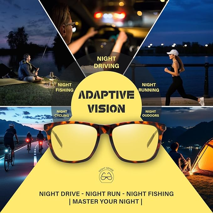 DUCO Polarized Night Vision Glasses for Men and Women Yellow Safety Driving Glasses with UV Protection and Anti Glare