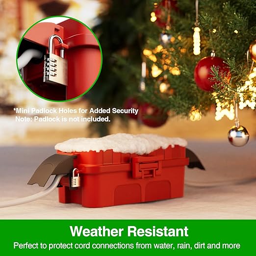 Flemoon IP55 Small Outdoor Electrical Box Waterproof (Inner 5.9 x 3.2 x 1.8inch), Extension Cord Cover with Detachable Awning Covers for Plug, Outlet, Holiday Lights, Red