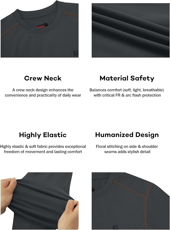 FR Shirts for Men 6oz Lightweight Stretch Work Shirt with Decorative Shoulder Stitch Design Flame Resistant Long Sleeve CAT2