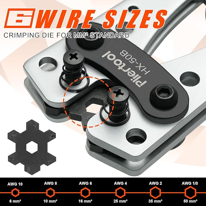 Battery Cable Crimper Tool For AWG 10-1/0 Gauge Electrical Lug, Battery Terminal Connectors Wire Crimping Tool For Heavy Duty Copper Wire Lugs