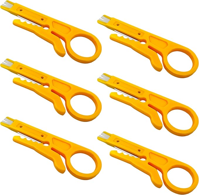 6 Pcs Mini Wire Stripper Tool, Small Wire Strippers, Mini Cable Stripper, Network Cable Cutter, Punch Down Tool, Network Wire Stripper, for RJ45/Cat5/Cat6 Data Lines Telephone Computer UTP Cable
