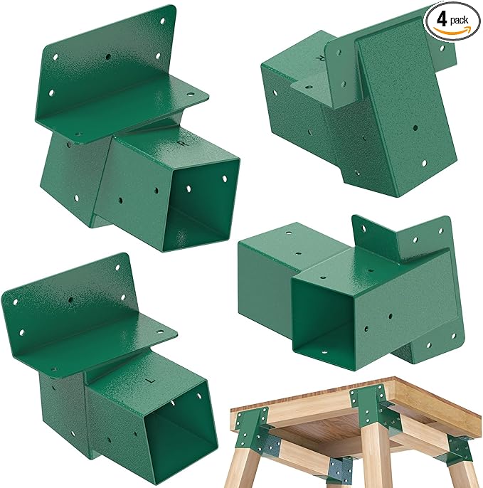 BeneLabel 4Pack Deer Blind Brackets 4x4 Heavy Duty Deer Stand Bracket Compound Angle Brackets for Tree Stand, Raised Platform, Tree House, Swing Set, Deers Station
