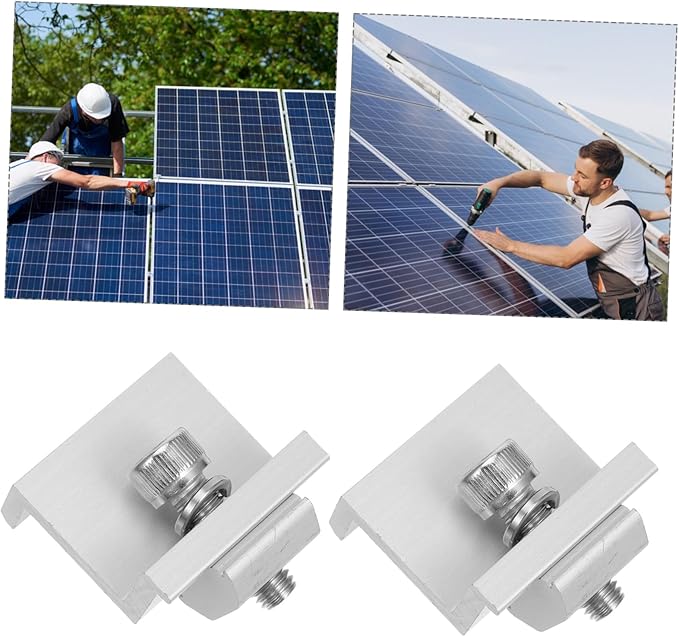 12pcs Solar Panel Rack Clip Fixed Bracket for Solar Panels Easy to Install and Durable Mid End Clamps for Home Use Versatile Support for Photovoltaic Systems