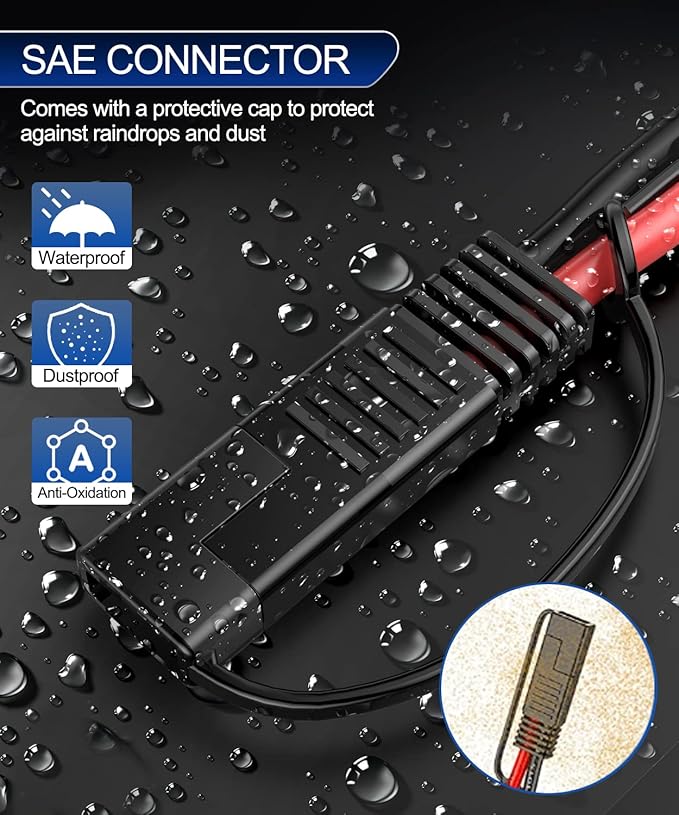 ELECTOP 10AWG SAE to XT60 Connector Extension Cable, SAE Plug XT60 Female Adapter Charger Solar Panel Cable Connector Kit for Solar Generator Portable Power Station with Polarity Reverse Adapter