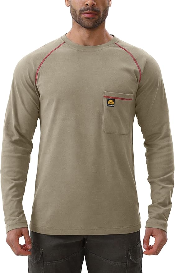 WORKWEYA FR Shirts Flame Resistant Shirt 6.5oz Men's NFPA 2112/CAT2 Long Sleeve Shirt