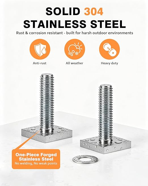 T Slot Bolts for Roof Rack Cross Bars, Platform, Cargo Basket, Stainless Square T Track Bolt Adapter to Secure Bike/Ski/Kayak Rack, Solar Panel, Awning, M8x30mm, 4mm Thickness