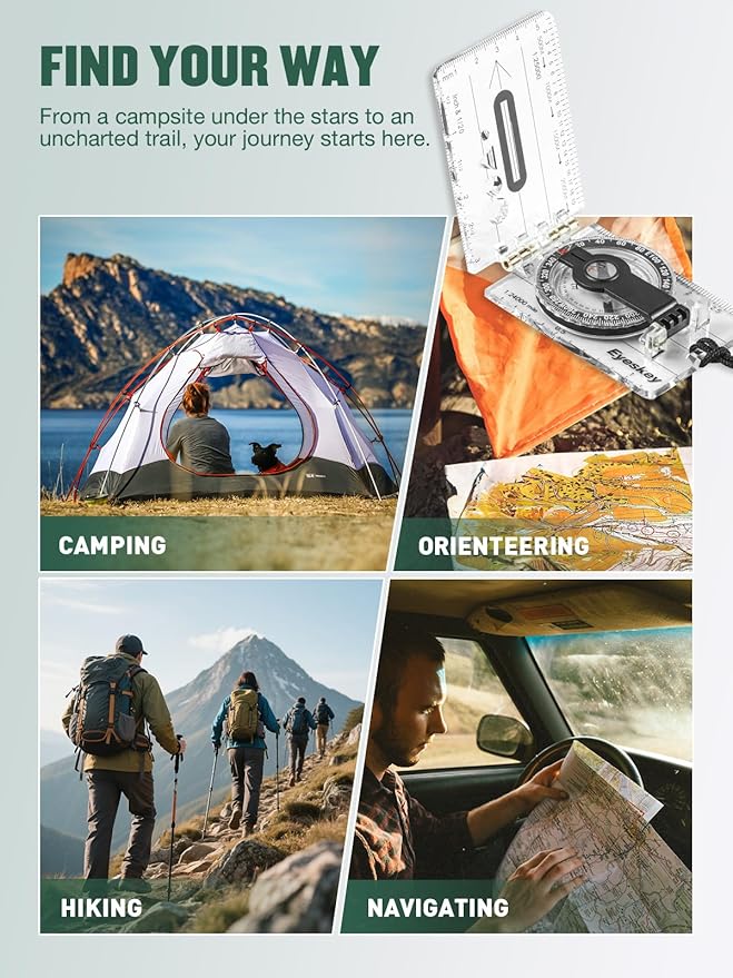 Eyeskey Advanced Orienteering Compass for Hiking & Navigation